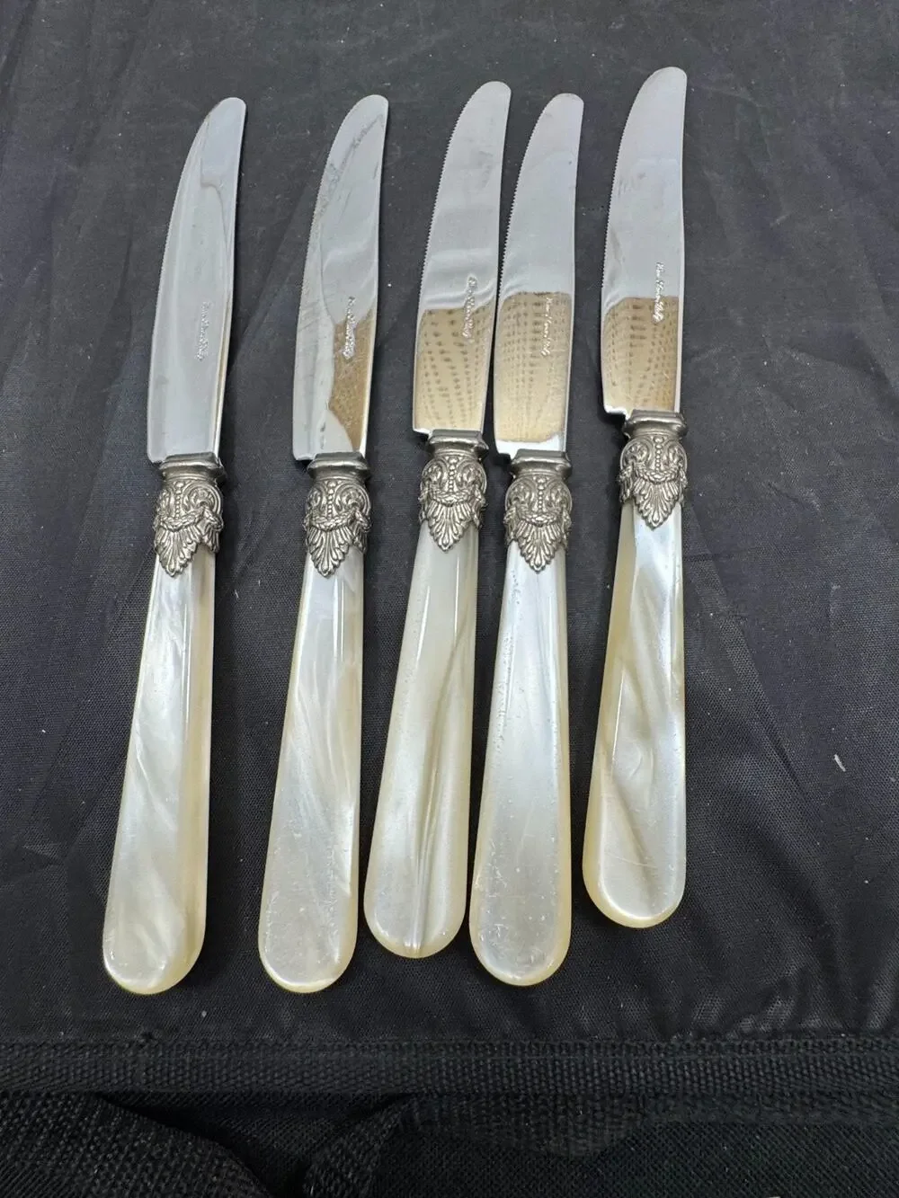 5pc EME Italy Napoleon Ivory Pearl Stainless Baroque Knives 18/10 Set Of 5